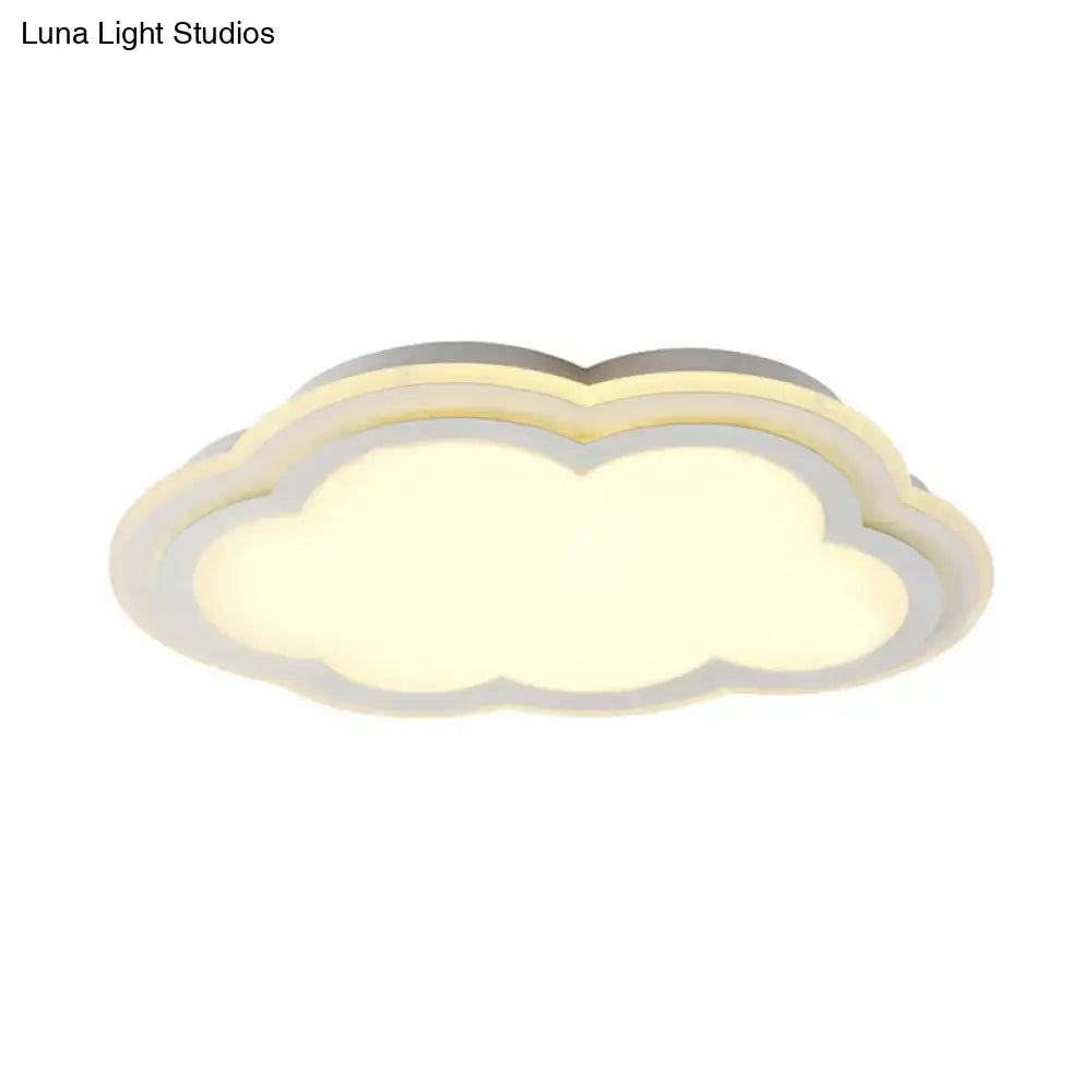 White Acrylic Cloud Ceiling Flush Mount Light With Simple Teen Style