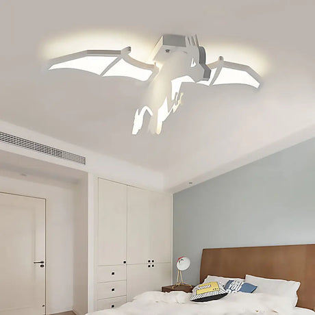 White Acrylic Led Ceiling Fixture In The Shape Of Charizard For Boys’ Bedrooms - Mounted / Warm