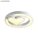 White Acrylic Led Circle Ceiling Mount Light - Modern Bedroom Lamp For Adults And Kids