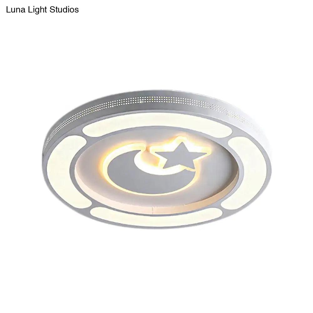 White Acrylic Led Circle Ceiling Mount Light - Modern Bedroom Lamp For Adults And Kids