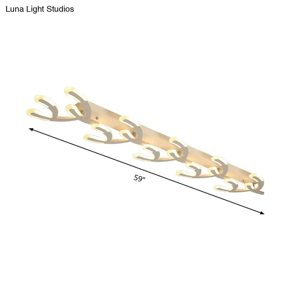 White Acrylic Led Coral Flush Mount Lamp - Minimalist 4/5 - Head Ceiling Lighting For Living Room