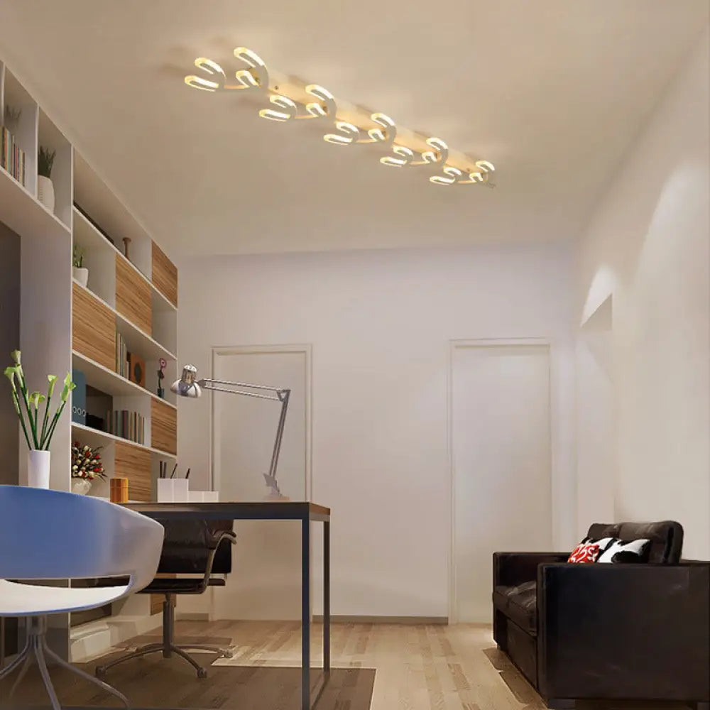 White Acrylic Led Coral Flush Mount Lamp - Minimalist 4/5 - Head Ceiling Lighting For Living Room