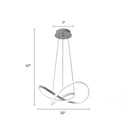 White Acrylic Led Cycle Chandelier Pendant For Dining Room - Decorative Ceiling Light / 20’