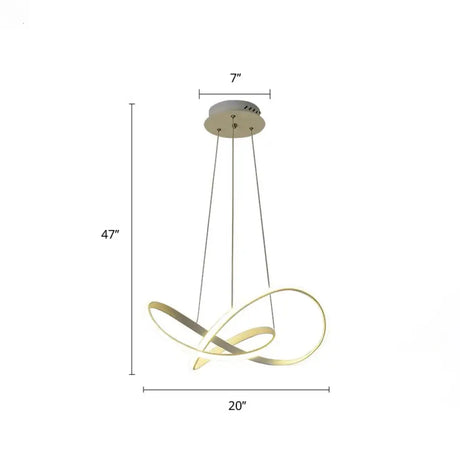 White Acrylic Led Cycle Chandelier Pendant For Dining Room - Decorative Ceiling Light / 20’ Third