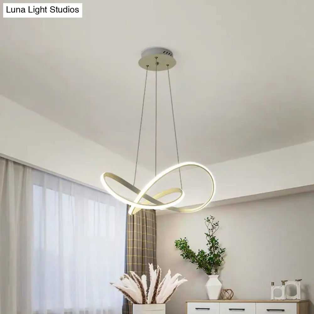 White Acrylic Led Cycle Chandelier Pendant For Dining Room - Decorative Ceiling Light