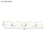 White Acrylic Led Vanity Wall Light: Simple Square Fixture 3/4 Lights Bathroom Mirror Lamp