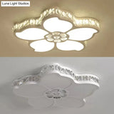 White Acrylic Petal Ceiling Lamp With Led Flush Crystal Deco Light For Kids’ Bedroom