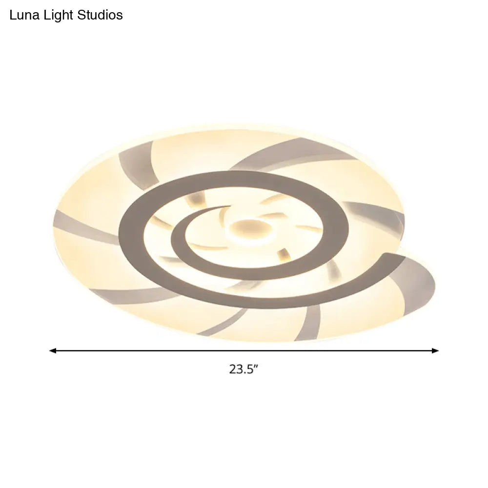 White Acrylic Snail Shell Led Ceiling Light - Perfect For Kid’s Bedroom!