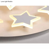 White Acrylic Starry Flush Ceiling Light For Girls Bedroom - Romantic Mount Fixture