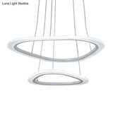 White Acrylic Triangular Led Ceiling Chandelier: Minimalist Hanging Lamp For Dining Room