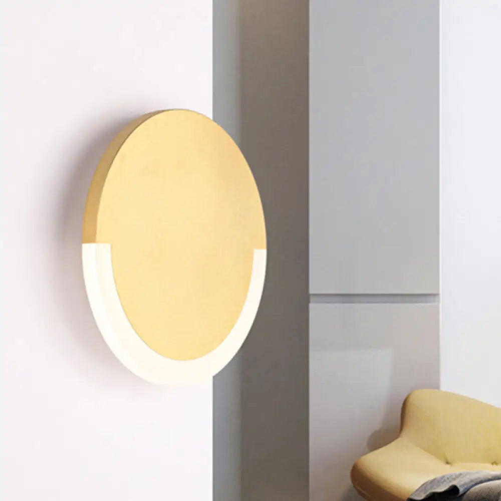White And Gold Round Acrylic Led Wall Sconce For Bedroom - Warm/White Light
