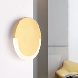 White And Gold Round Acrylic Led Wall Sconce For Bedroom - Warm/White Light