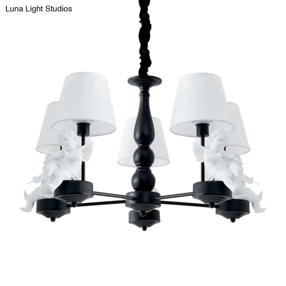 White Angel Ceiling Lamp: Simple Fabric Pendant Light For Living Room