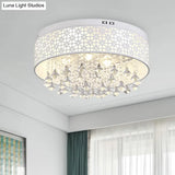 White Angel/Crystal Bead Flush Mount Led Bedroom Light - Simple Metal Design Multiple Sizes