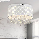 White Angel/Crystal Bead Flush Mount Led Bedroom Light - Simple Metal Design Multiple Sizes