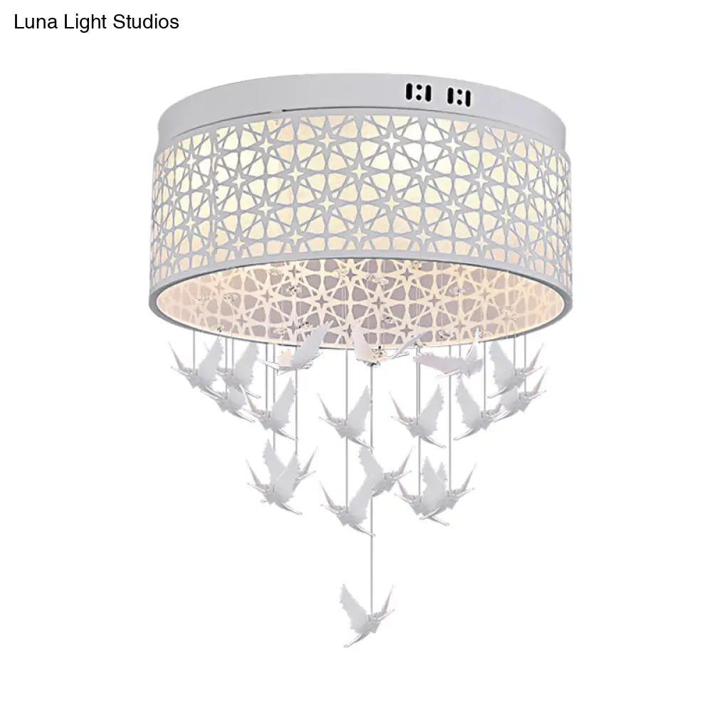 White Angel/Crystal Bead Flush Mount Led Bedroom Light - Simple Metal Design Multiple Sizes