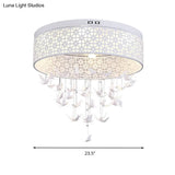White Angel/Crystal Bead Flush Mount Led Bedroom Light - Simple Metal Design Multiple Sizes