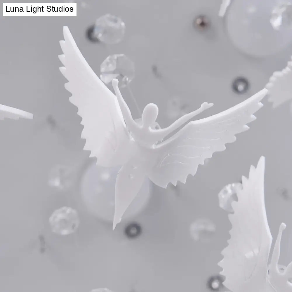 White Angel/Crystal Bead Flush Mount Led Bedroom Light - Simple Metal Design Multiple Sizes