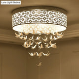 White Angel/Crystal Bead Flush Mount Led Bedroom Light - Simple Metal Design Multiple Sizes