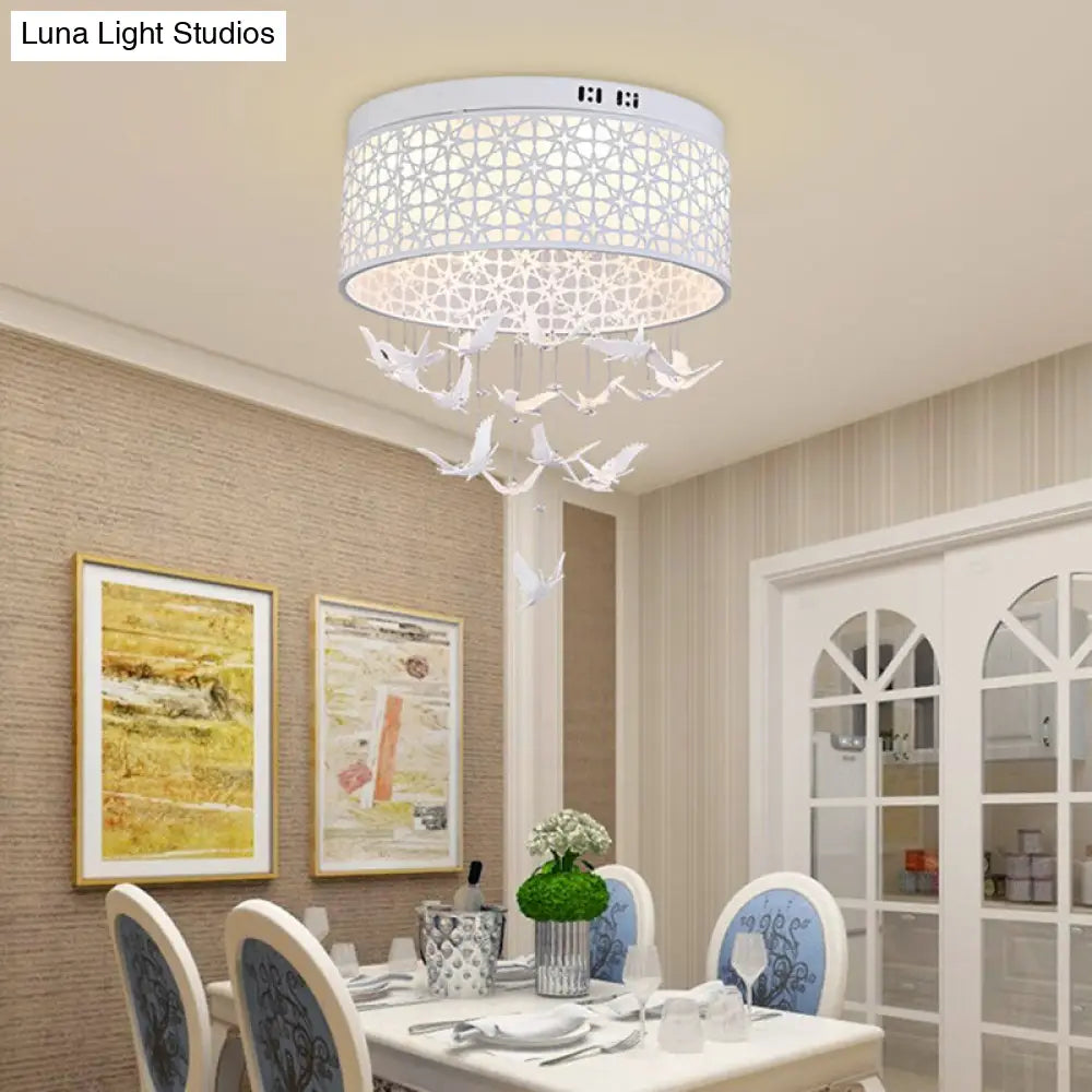 White Angel/Crystal Bead Flush Mount Led Bedroom Light - Simple Metal Design Multiple Sizes