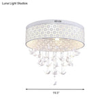 White Angel/Crystal Bead Flush Mount Led Bedroom Light - Simple Metal Design Multiple Sizes