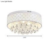 White Angel/Crystal Bead Flush Mount Led Bedroom Light - Simple Metal Design Multiple Sizes