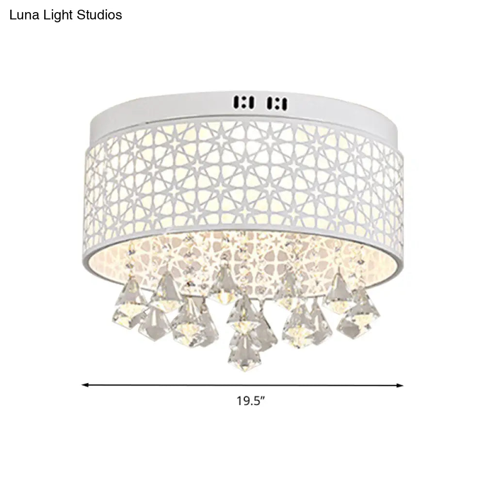 White Angel/Crystal Bead Flush Mount Led Bedroom Light - Simple Metal Design Multiple Sizes