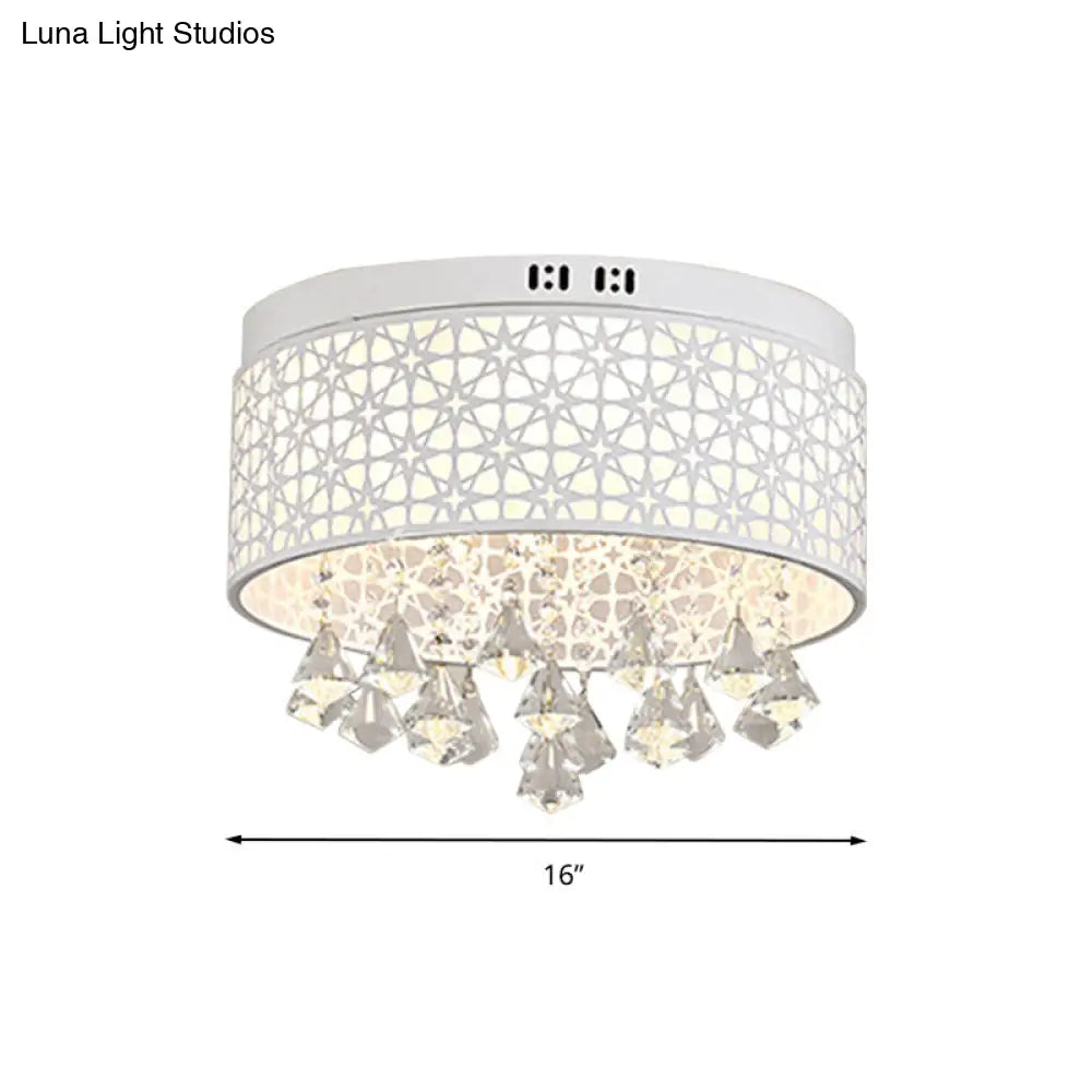 White Angel/Crystal Bead Flush Mount Led Bedroom Light - Simple Metal Design Multiple Sizes