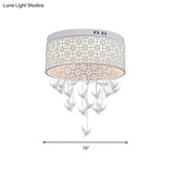White Angel/Crystal Bead Flush Mount Led Bedroom Light - Simple Metal Design Multiple Sizes