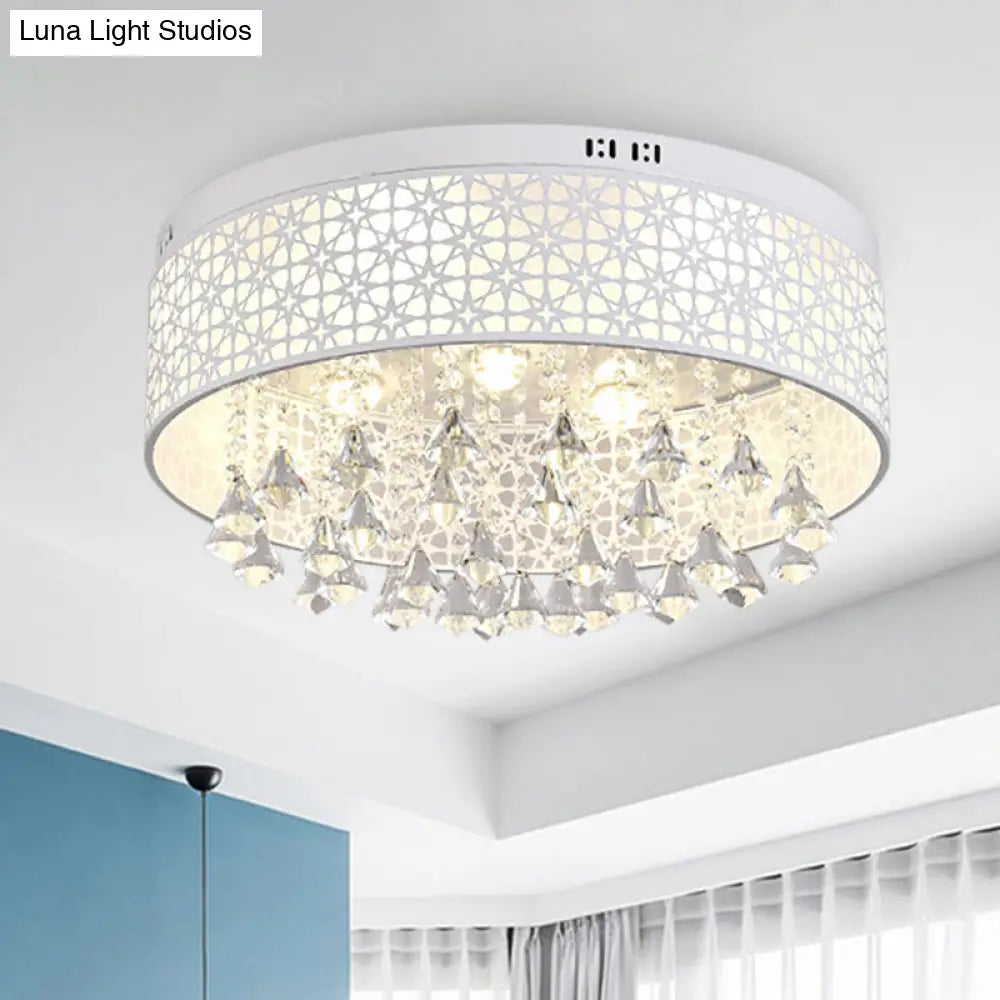 White Angel/Crystal Bead Flush Mount Led Bedroom Light - Simple Metal Design Multiple Sizes