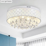 White Angel/Crystal Bead Flush Mount Led Bedroom Light - Simple Metal Design Multiple Sizes