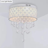 White Angel/Crystal Bead Flush Mount Led Bedroom Light - Simple Metal Design Multiple Sizes