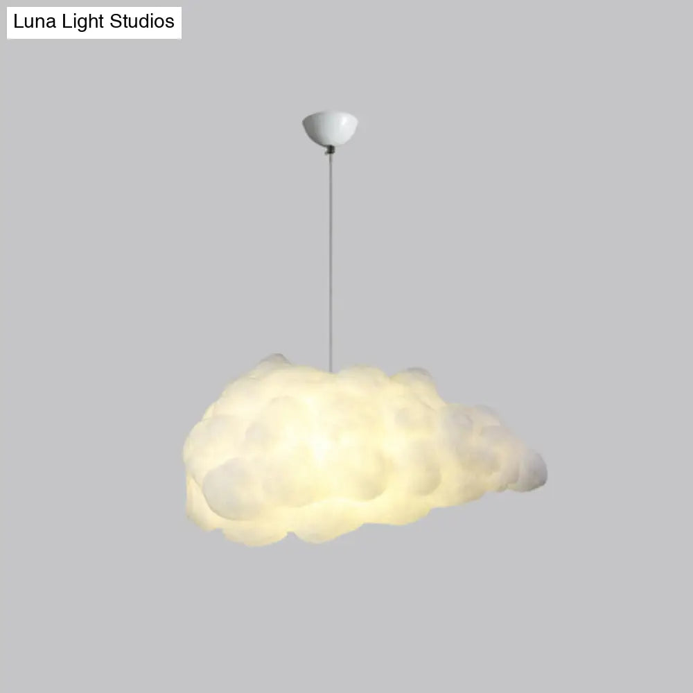 White Artistic Pendant Light With 5 Bulbs - Cloud Restaurant Chandelier Plastic