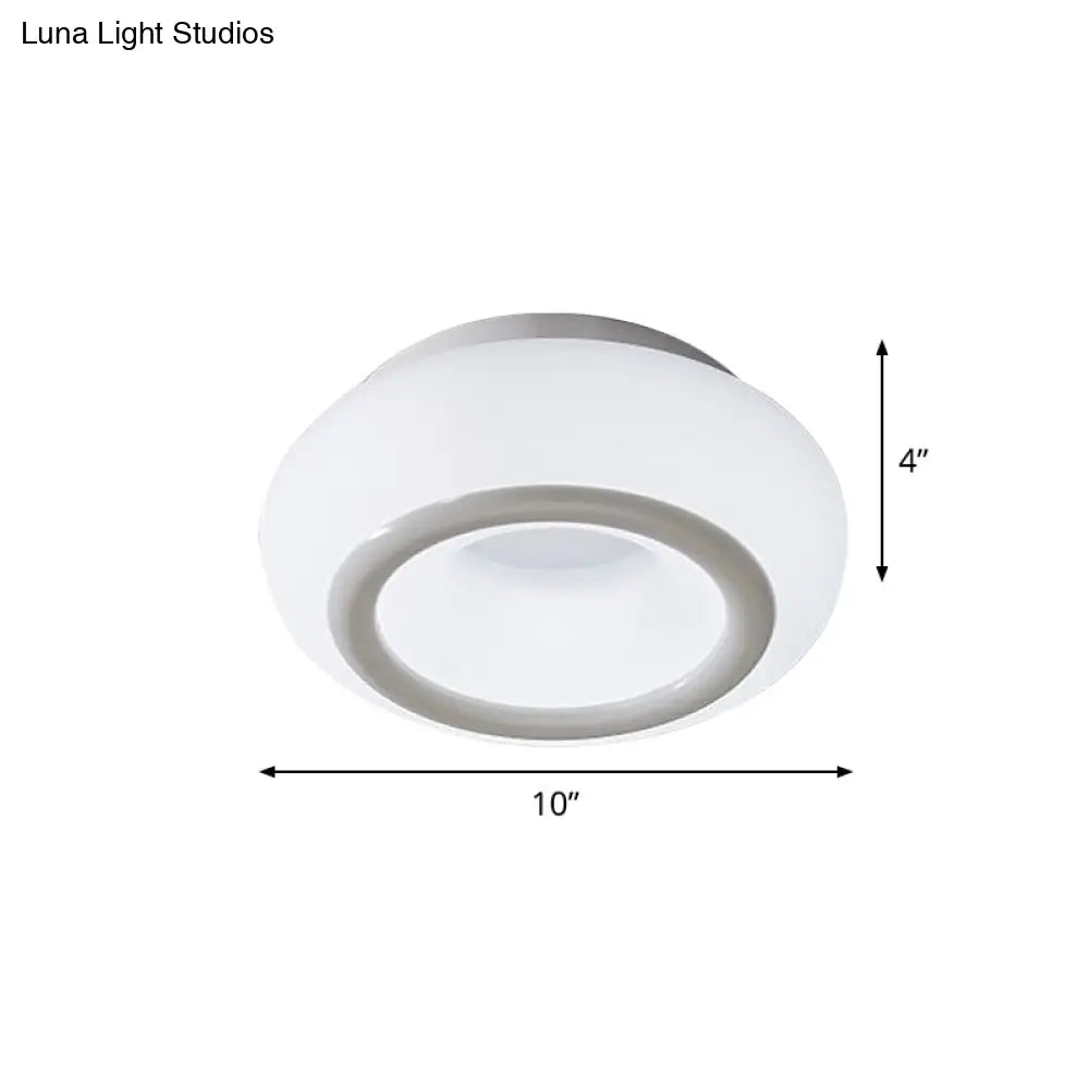White Bean Led Ceiling Lamp: Simplicity In Acrylic Flush Mount Lighting With 3 Color Light Options