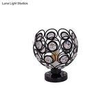 White/Black Domed Flush Mount Light With Crystal Bead Accent - Modern Metal Ceiling For Kitchen