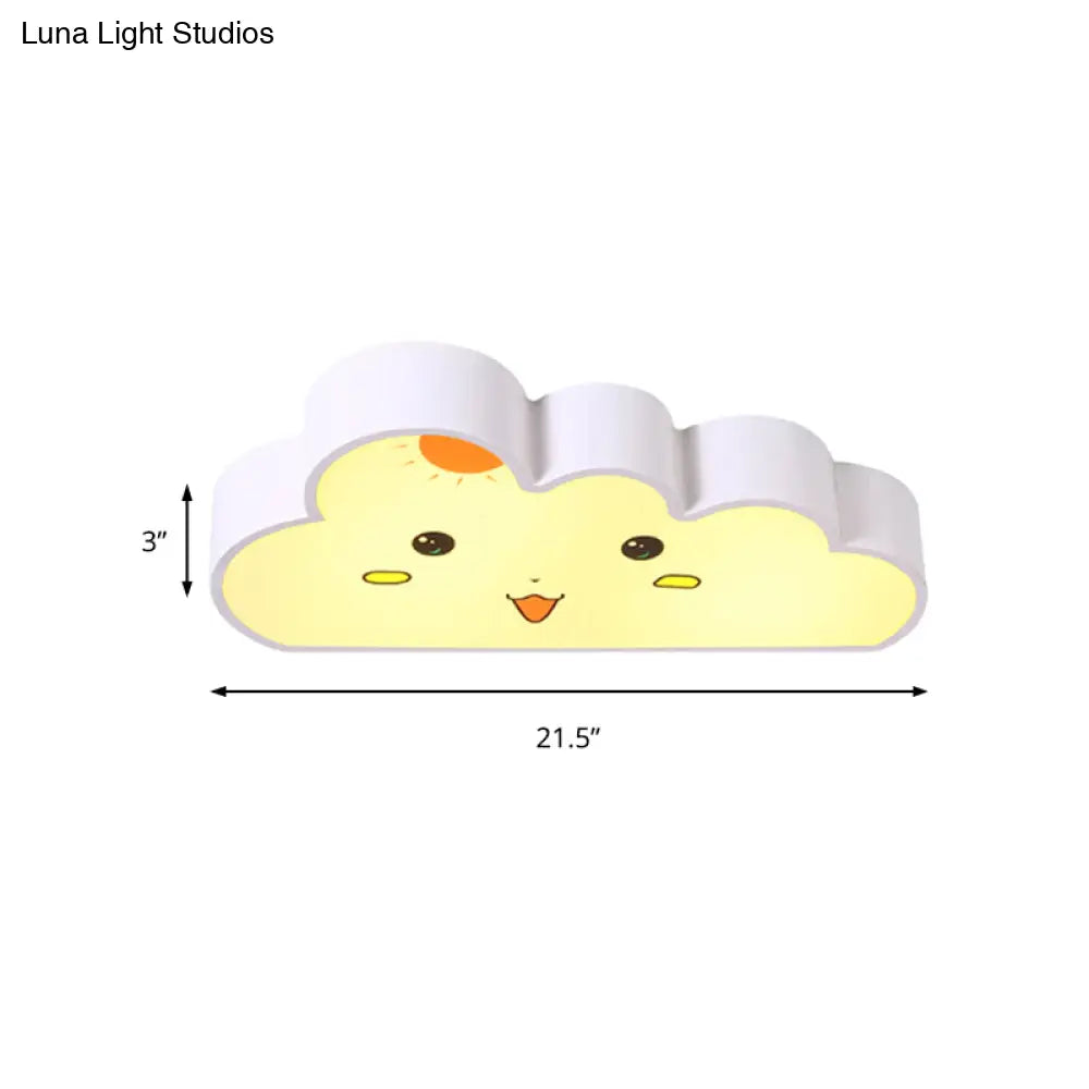 White Cloud Ceiling Light For Baby Bedroom - Metal & Acrylic Flush Mount Kids