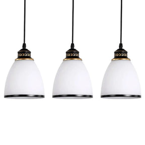 White Cone Pendant Light With Glass Shade - Minimalist Design