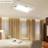 White Crystal Led Ceiling Light Fixture - Minimalist Rectangular Flush Mount