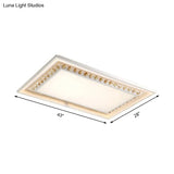 White Crystal Led Ceiling Light Fixture - Minimalist Rectangular Flush Mount