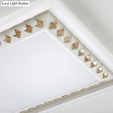 White Crystal Led Ceiling Light Fixture - Minimalist Rectangular Flush Mount