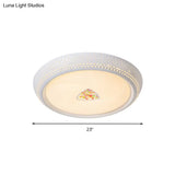 White Crystal Led Flush Mount Lamp - 23/31/36’ Round Bedroom Lighting Fixture 3 Color Light Options