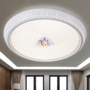 White Crystal Led Flush Mount Lamp - 23/31/36’ Round Bedroom Lighting Fixture 3 Color Light