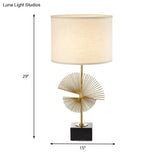 White Cylinder Task Lamp With Tradition Fabric Shade - Perfect Reading Light Square Base