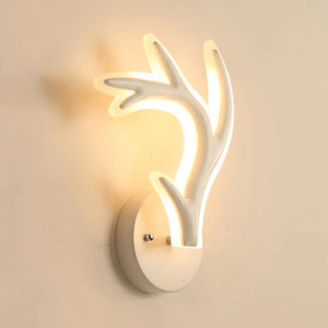 White Deer Horn Led Wall Light - Animal Style Acrylic Sconce For Bedrooms / A Warm