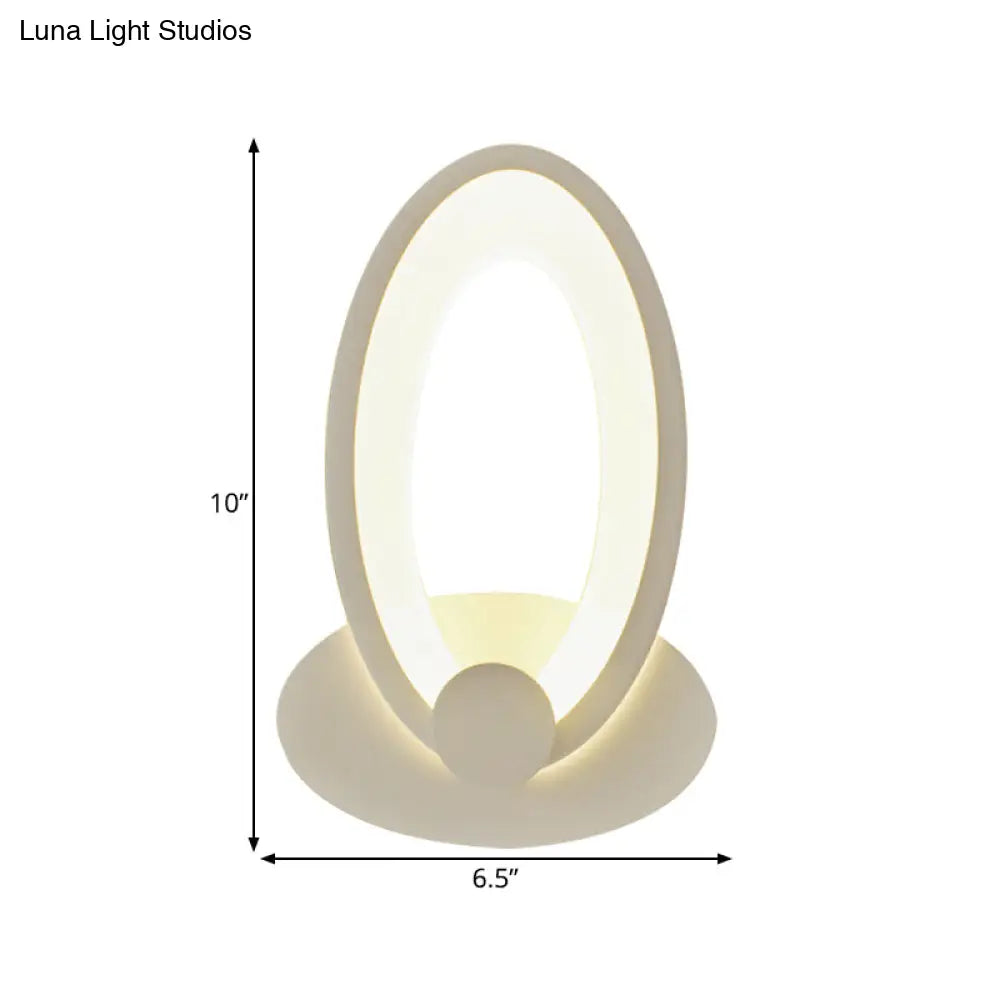 White Egg-Shaped Led Wall Sconce For Bedside Simple Acrylic Style