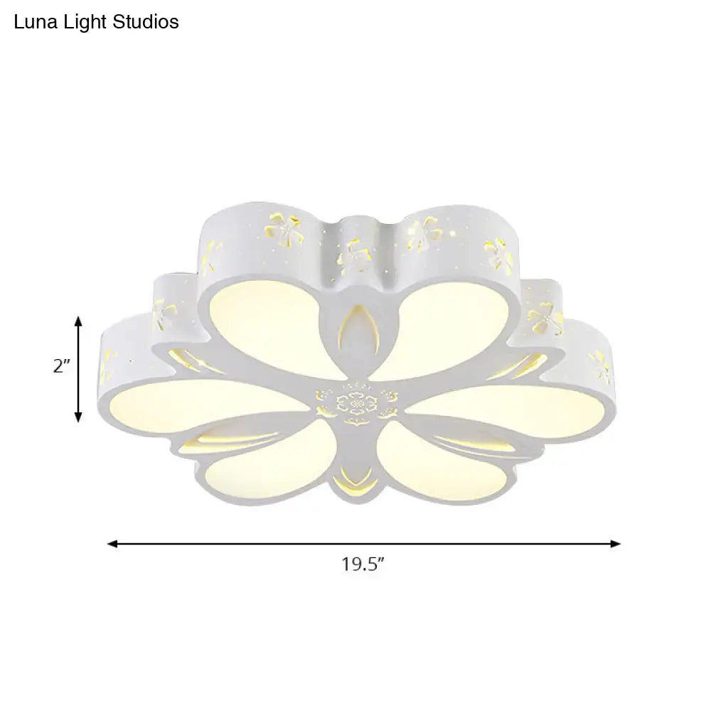 White Etched Petal Metal Ceiling Light For Kids’ Bedroom Or Bathroom
