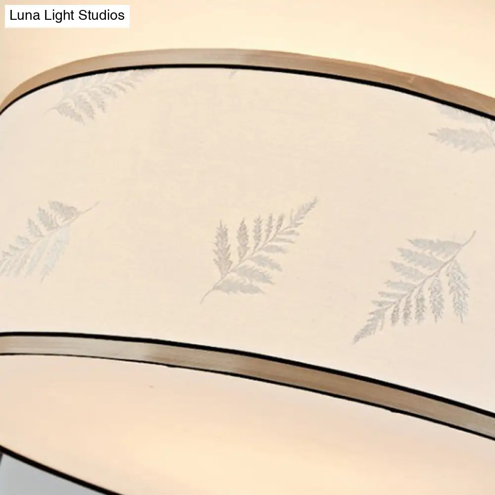White Fabric Ceiling Mounted Drum Fixture - 5-Light Classic Style Flush Mount Lighting