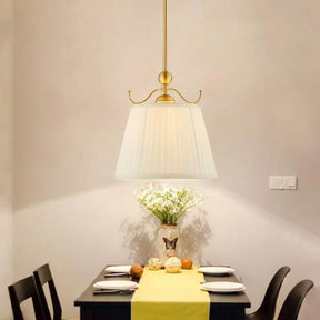 White Fabric Pendant Lamp: Classic Chandelier For Dining Room 1 Light 11/15 Wide / 11