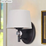 White Fabric Wall Sconce Light: Modern Style With Crystal Ball Deco