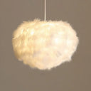 White Feather Spherical Chandelier - Simplicity For Dining Room Ceiling / 12